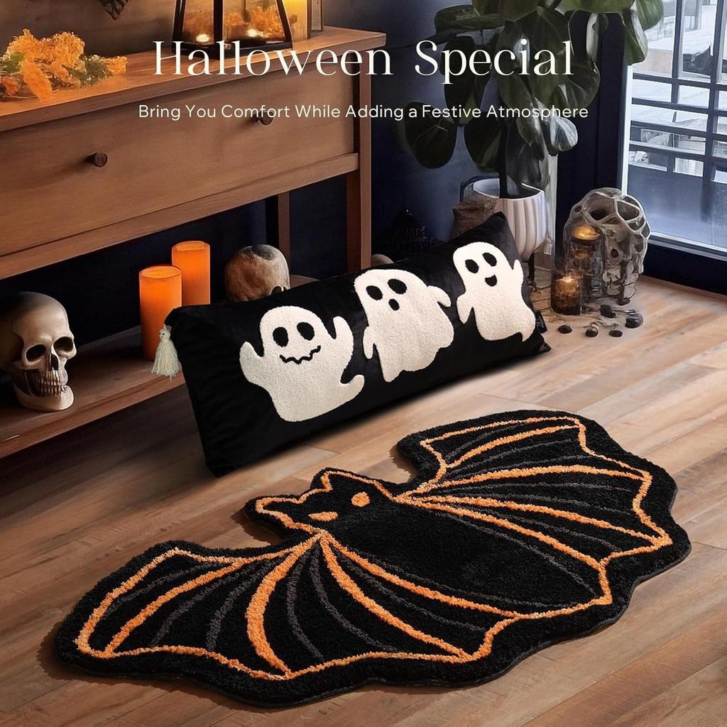 VIKAMA Halloween Decoration Floor Mat - Soft Indoor Entrance Welcome Mat - Bathroom Non-Slip Foot Mat - Bedroom Bedside Carpet