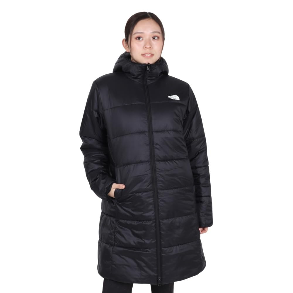 The North Face Reversible Anytime Insulated Long Size L Women's Hoodie, Water-Repellent, Windproof, Anti-Static, Cold-Weather Protection, Black,
