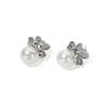 Meier Minimalist Pearl Stud Earrings - Women's Heart-shaped Petal Fashion Sterling Silver Micro-pave Earrings