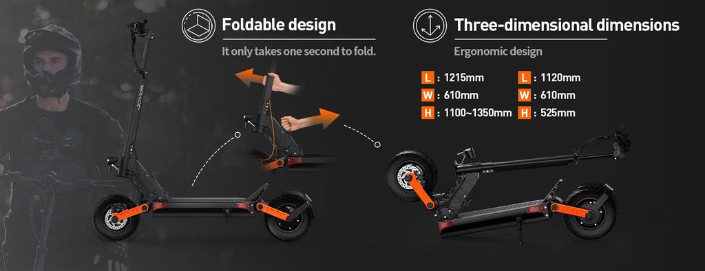 JOYOR S10-S-Z1000W Dual Motor Electric Bike - 60V 18Ah Foldable Off-Road E-Bike, 85KM Range, Hydraulic Brakes