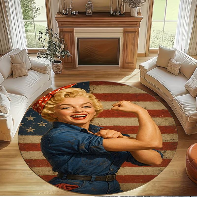 Marilyn Monroe Print Rond Tapijt, Wasbaar Vloerkleed, Voor Entree Slaapzaal Wasruimte Kantoor Studeerkamer, Woondecoratie Verjaardag Kerstcadeau