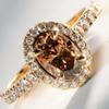 Anniversary Geometric Trendy Oval Copper Inlaid Champagne Zircon Exquisite Temperament Ring Jewelry for Women