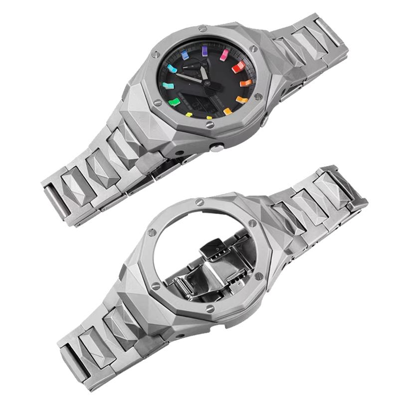 GA2100 GA-B2100 For Casio Farmhouse Oak GA-2110 Modified 316L Octagonal Metal Case Strap Watch Accessories