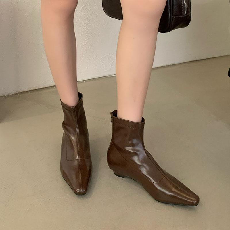 Mode Mode Ballerinas Damen Stiefeletten Schuhe Spitzschuh Damen Ballerinas Stretch Kurze Stiefel Schuhe Damen Reißverschlüsse Schuhe