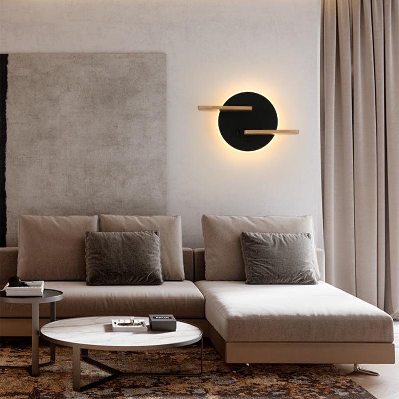 Modern LED Wall Lamp With Switch USB Charging Port Shelf Bedroom Bedside Light Indoor Moon Night Decoration Lighting Fixture