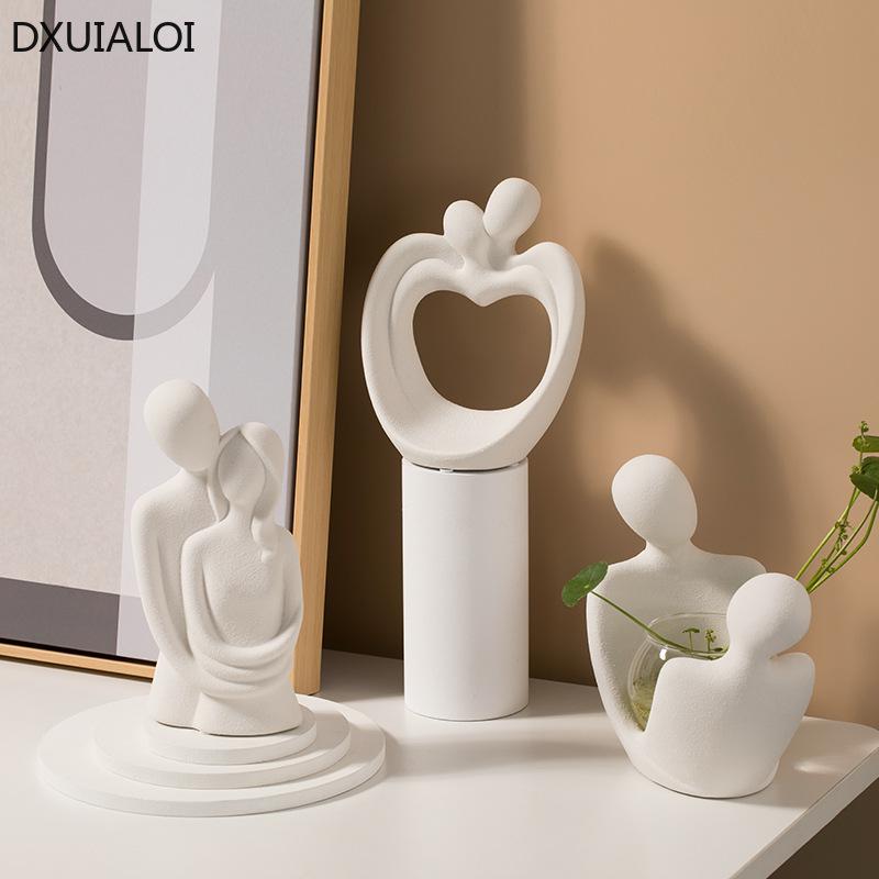 Modern Minimalism Abstract Character Decorations Ceramic Couple Ornaments Valentine's Day Gift Home Decoration Accessories