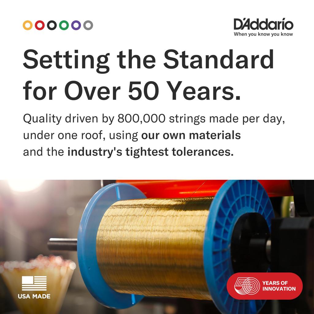 Acoustic Guitar Bronze D'Addario Strings, 80/20 Light, .012-.053, EJ11-3D, 3-Pack