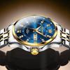 OLEVS Men's Diamond Watch Business Dress Watch Waterproof Luminous Golden Big Dial Quartz Analog with Date Calendar and Stainless Steel Band