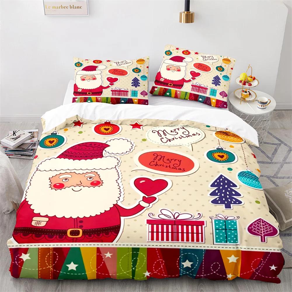 Merry Christmas Duvet Cover Red Santa Claus Theme For Kids Teens Children Women Boys Girls Happy New Year Decoration Quilt Cover