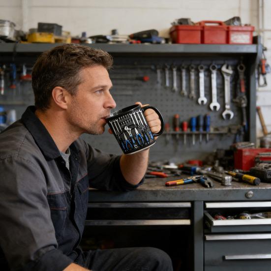 Tool Box Coffee Mug Funny Toolbox Mechanic Mug Ceramic Novelty Coffee Cup Gift for Men Husband Machinists Car Enthusiasts