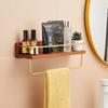 Brushed Gold Solid Wood Bathroom Shelf Wall Mounted Bathroom Storage Rack Towel Rack Bath Shower Shelf Bathroom Shelves