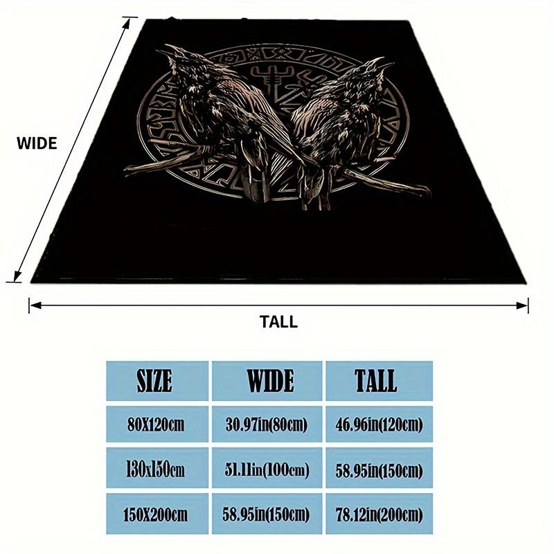 Viking Crow Flannel Blanket ,Vintage Black Throw ,Soft Multi,Functional ,Perfect for Office Camping Travel ,Cool Biker Gift