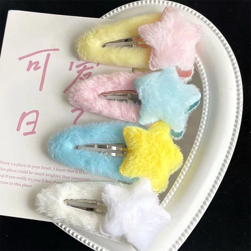 Women Plush Star Girls Side Bangs Clip Ornament Hair Clips Barrettes Hairpins Baby Children'S Hair Accessories Headwear