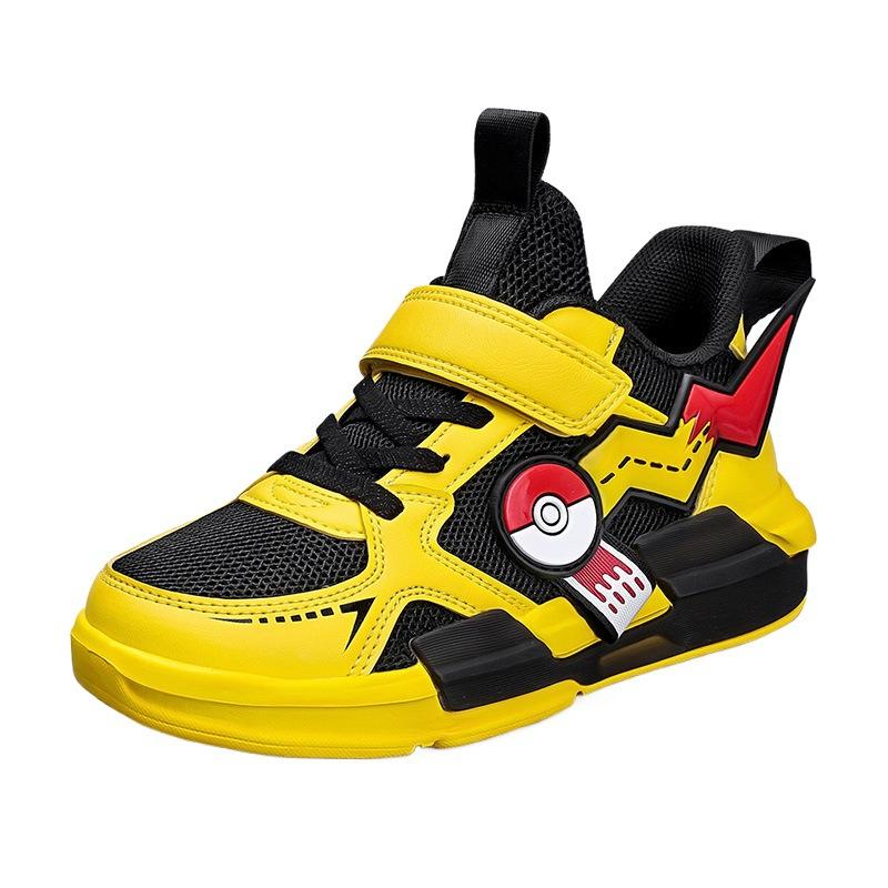 Children's lightweight trendy boys and girls sports shoes soft sole Pikachu boys little white shoes mesh shoes lightweight