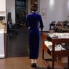 A long autumn and winter velvet cheongsam improved daily banquet large size performance clothes women's clothing Chinese style