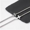 Stylsih Stainless Steel Men's Bracelet,Black Zircon Cross Charm Adjustbale Chain Wristbandk,Hip Hop Father's Day Gift for Him