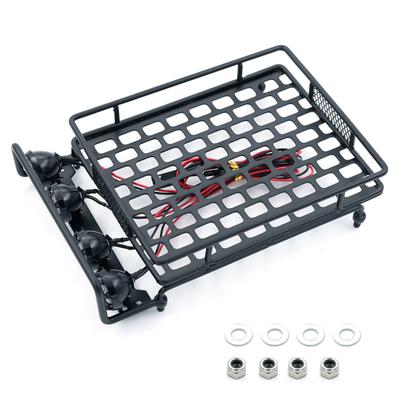 Roof Rack Luggage Carrier with LED Lights RC Car Metal Parts Compatible with 1/14 1/12 1/10 SCX10 CC01 MN D90 D91 D99 MN90 MN99S RC Car