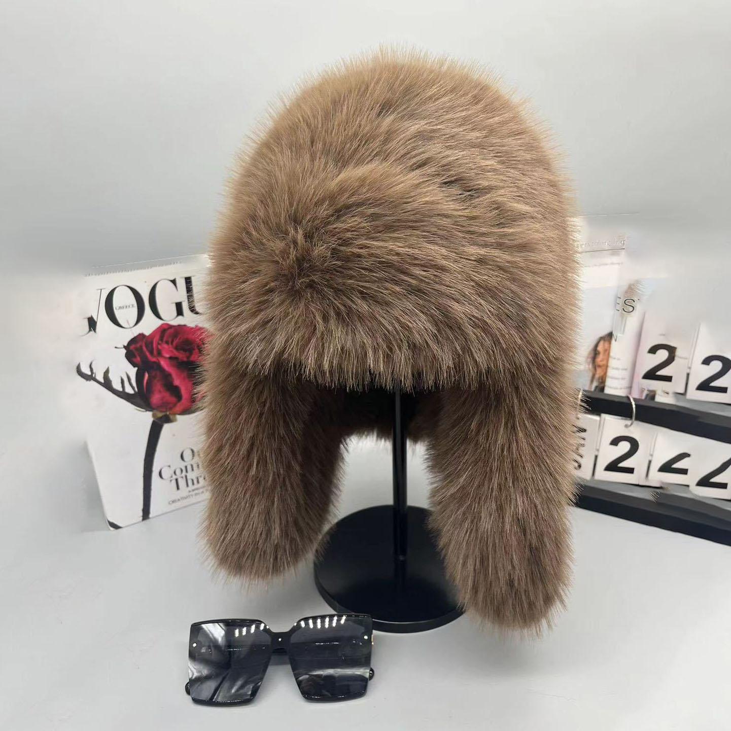 

Модная пушистая популярная женская круглая шапка из искусственного меха, зимние шапки для женщин, шапки из искусственного меха, шапка-бомбер Faxu One Size хаки