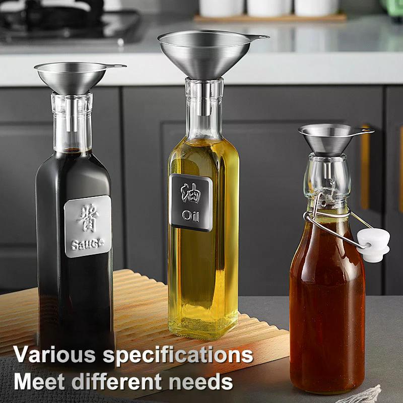 NEW Stainless Steel Kitchen Funnels Set Food Grade Metal Funnels For Filling Bottles Small Funnels For Essential Oil Spices