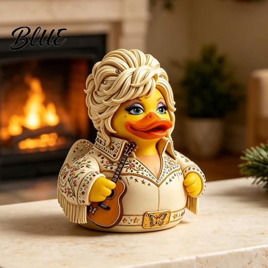 Commemorative Music Theme Collection Charming Duck Novelty Ornament Musical with Guitar Decorative Figurines for Display Case Decor Collectible