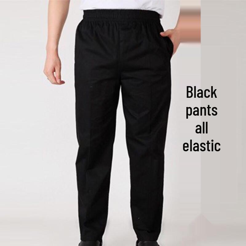 Striped Chef Work Pants with Elastic Waistband