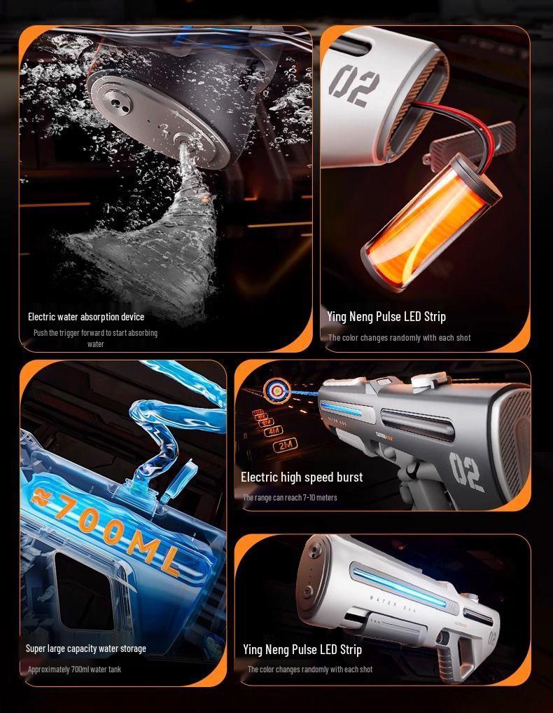 Electric Water Gun with Cool Lights - Large Capacity, Self-Priming, Automatic Shooting; Perfect Beach Toy for Children