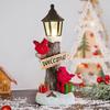 New Christmas Red Bird Tree Trunk Lamp Post Ornament LED Luminous Resin Crafts Christmas Atmosphere Decoration