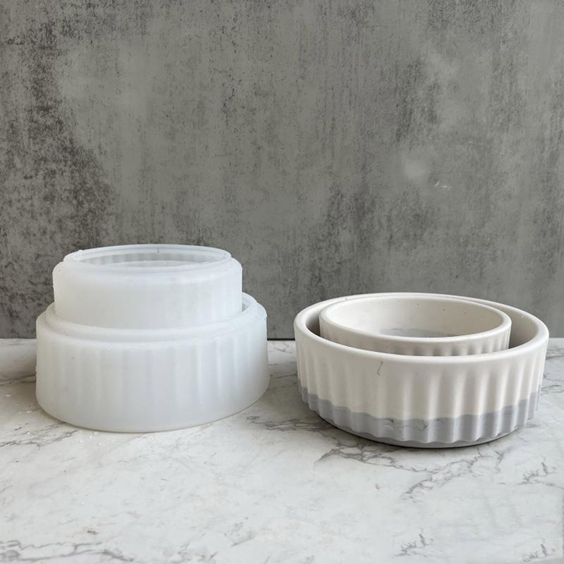 Silicone Resin Flower Pot Molds DIY Stripe Mold Resin Casting Mold Silicone Resin Casting Mold to Make Mini Flower Pot