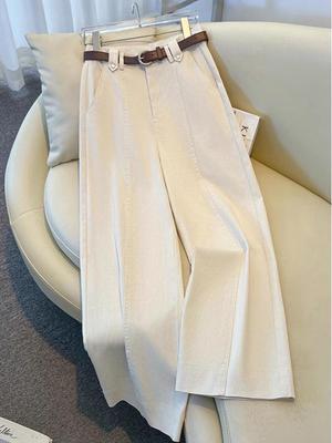 Damen Khaki High Waist Straight Leg Jeans - 2025 Herbst Cropped, Locker, Schlankmachende Passform, Kleine Größe.