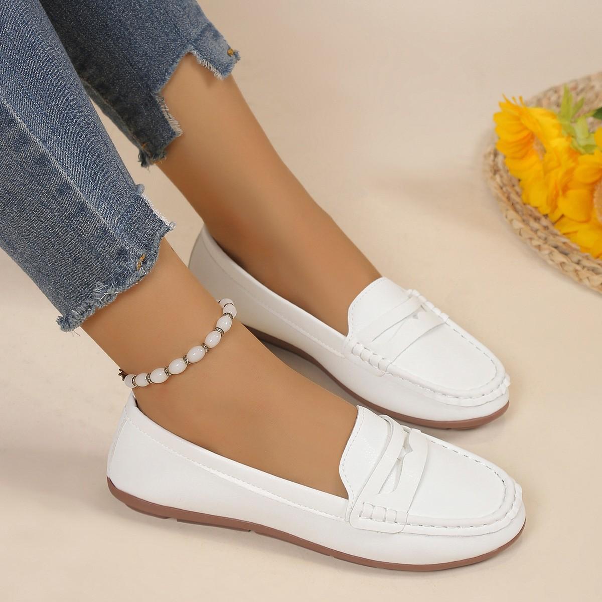 

Flat-bottomed Doudou shoes 2025 new four-season light casual shoes fashion lazy one-pedal women s shoes round head women s single shoes 42 белый