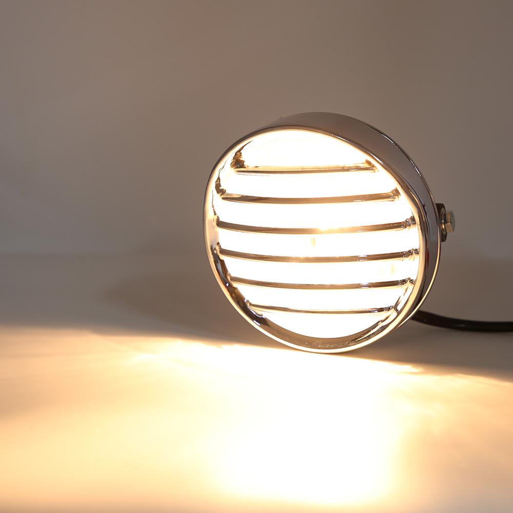 Vintage Motorcycle Grill Headlight Halogen Head Lamp High Brightness Electroplate