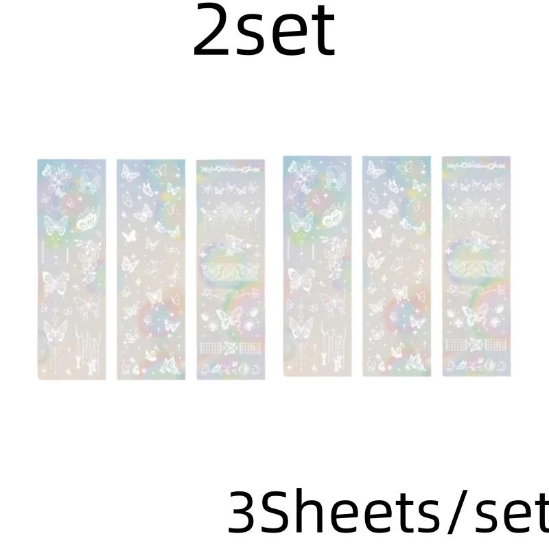 3 Sheets Butterfly Moon Star Stickers PET Transparent Decorative Stickers For Craft Album Journal Scrapbooking