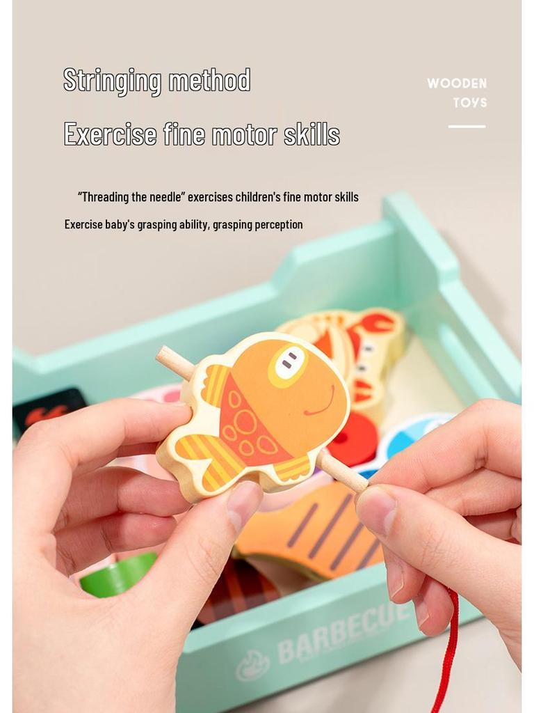 Kids' Pretend Play BBQ Grill & Ocean Animal Skewer Set