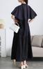 Plus Size Long Cape Dress with Cotton Mermaid Black [Gold Japan] Women's Short-Sleeved Lace, Ribbon, Style, Summer/Spring, Fem-634, LL-4L,
