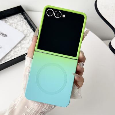 Gradient Liquid Silicone Soft Magnetic Case For Samsung Galaxy Z Flip 7 6 5 4 3 Wireless Charging Shockproof Cover For ZFlip7