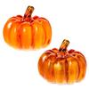 2Pcs LED Glass Pumpkin Set Starry Night Design Halloween Thanksgiving Decor Lighted Lantern Indoor Fall Decoration