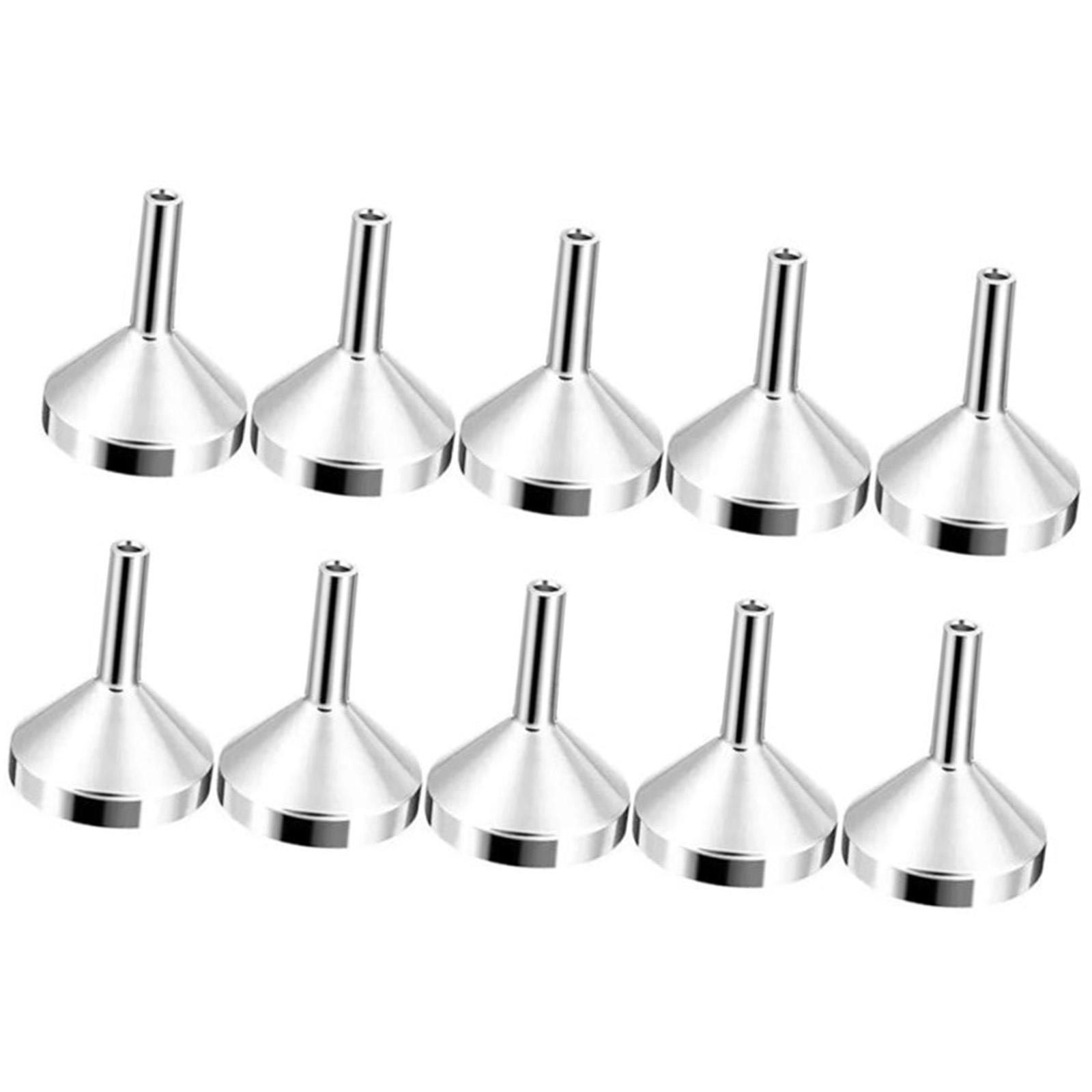 

10 штук Маленькая металлическая воронка Инструмент для упаковки жидкости Подходит для переливания духов в атомайзеры или сумочные пульверизаторы S серебряный