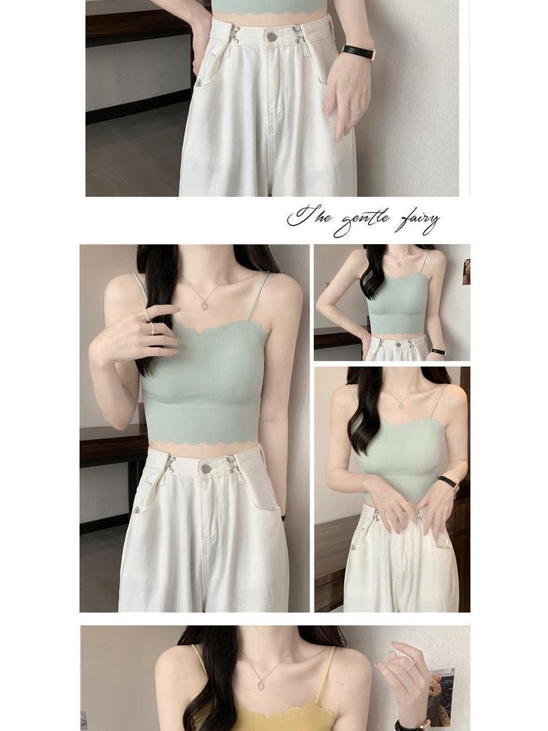 Trägerloses Camisole aus Eis-Seide: Gepolstert, Ohne Bügel, Dünner Stil für Schülerinnen - Perfekte Sommer-Unterwäsche oder Oberbekleidung