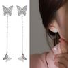 1 Pair Drop Earrings for Women Micro-Paved Cubic Zirconia Double Butterfly Tassel Design