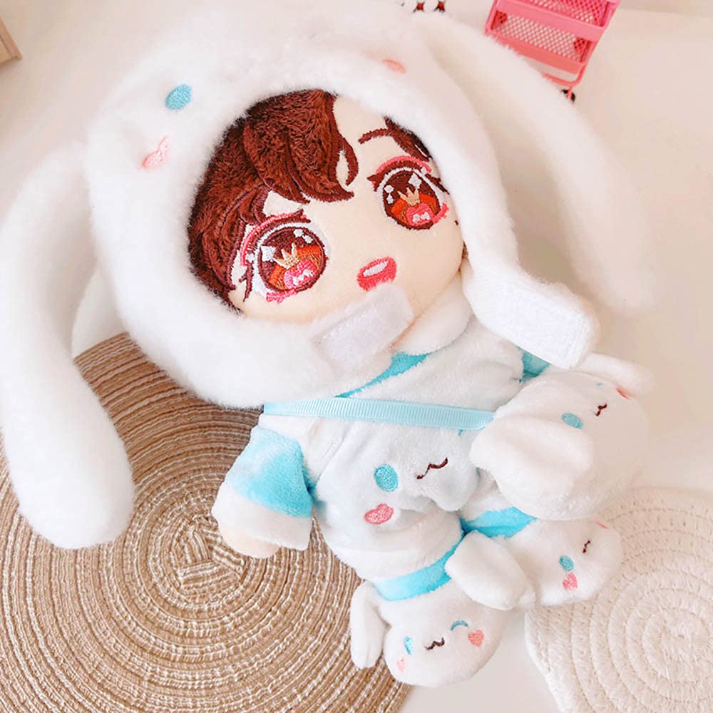niannyyhouse 20cm Doll Clothes Set for Plush Toys - Muppet Outfit - Hat + Jacket + Overalls + Bag + Shoes - 5-Piece Set - Puppy Clothes - Cotton Doll