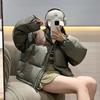 Contrast color down jacket women's short winter new loose thickened stand-up collar fashionable white duck down jacket tide