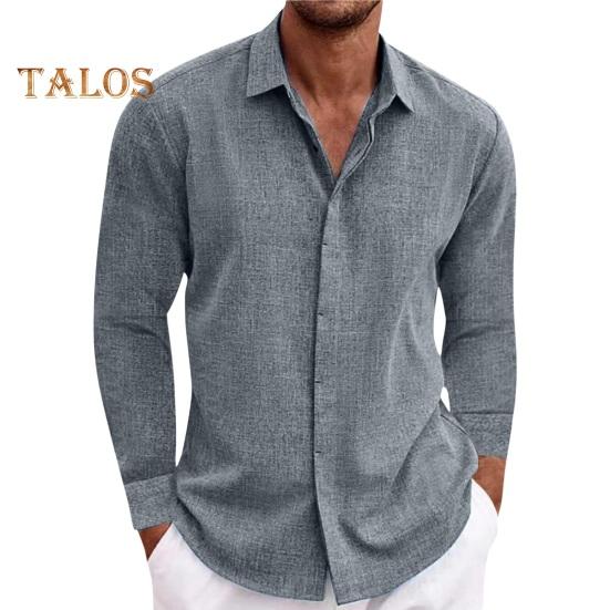Fall Spring Men Shirt Button-down Turn-down Collar Cardigan Long Sleeves Loose Mid Length Casual Daily Wear Office Business Top