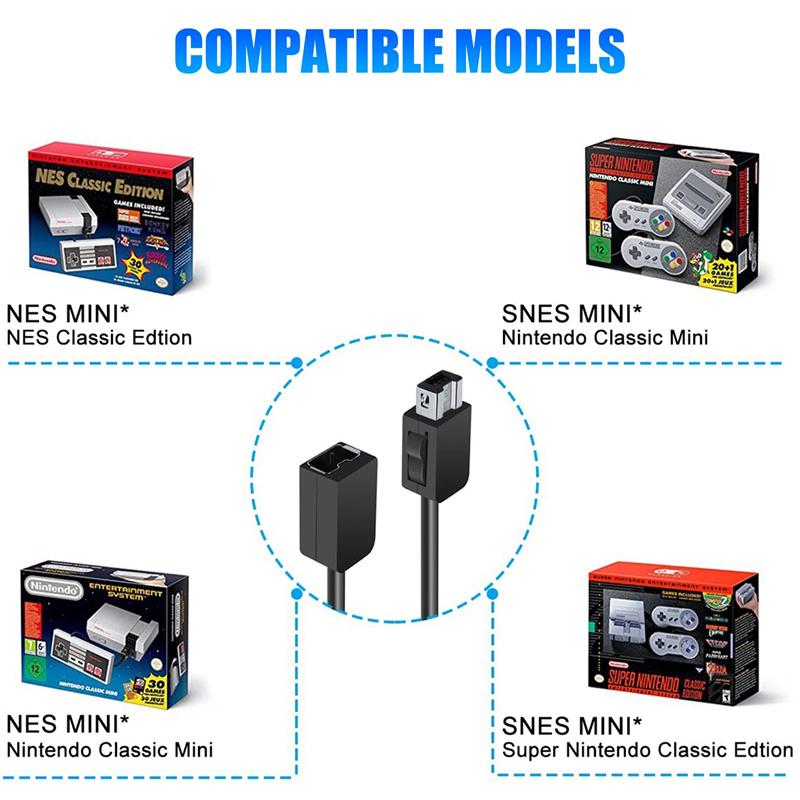 3M Uzatma Kablosu Oyun Uzatıcı Kablosu Nintendo Snes Classic Mini Kontrolcü İçin Nes Wii Kontrolcü İçin Siyah