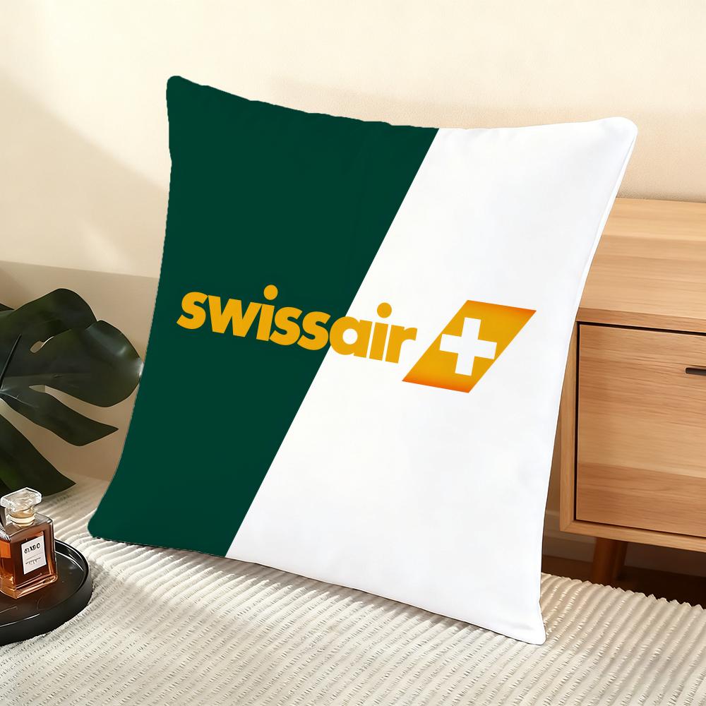 S-Swissair Cushion Cover Soft Short Plush Pillow Cover Smooth Cozy Texture Aesthetic Cushion Case Home Decor