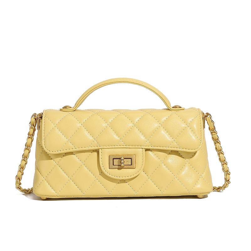 Small-flavor Chain Light Luxury Fashion Women's Genuine Leather Women's Bag New Style Single Shoulder Crossbody Bag Diamond Bag