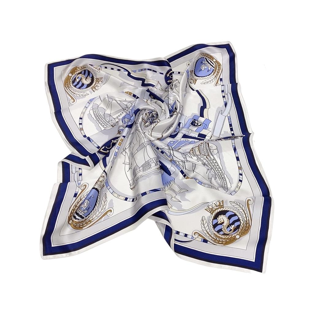 Seidenes quadratisches Tuch Meerjungfrau und Segelschiff Tuch 90 Seide Seidentuch Stola Luxus Satin Dicke Seide UV-Schutz Kälteschutz 88 x 88 cm [InStyle