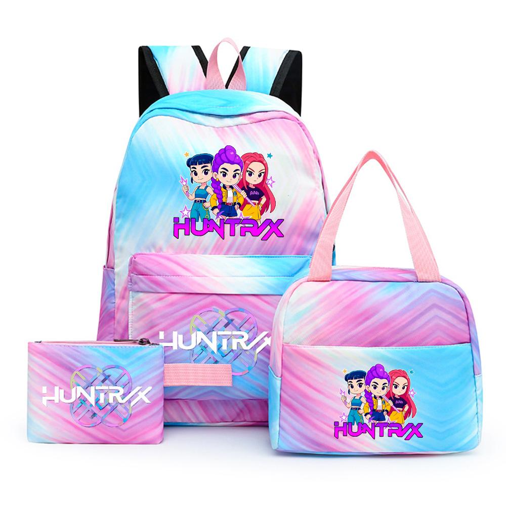 3Pcs/set Anime Demon Hunters Printed Backpack with Shoulder Bag Pengcil Case for Teenager Large Capacity Waterproof Bookbag Back To School Gift