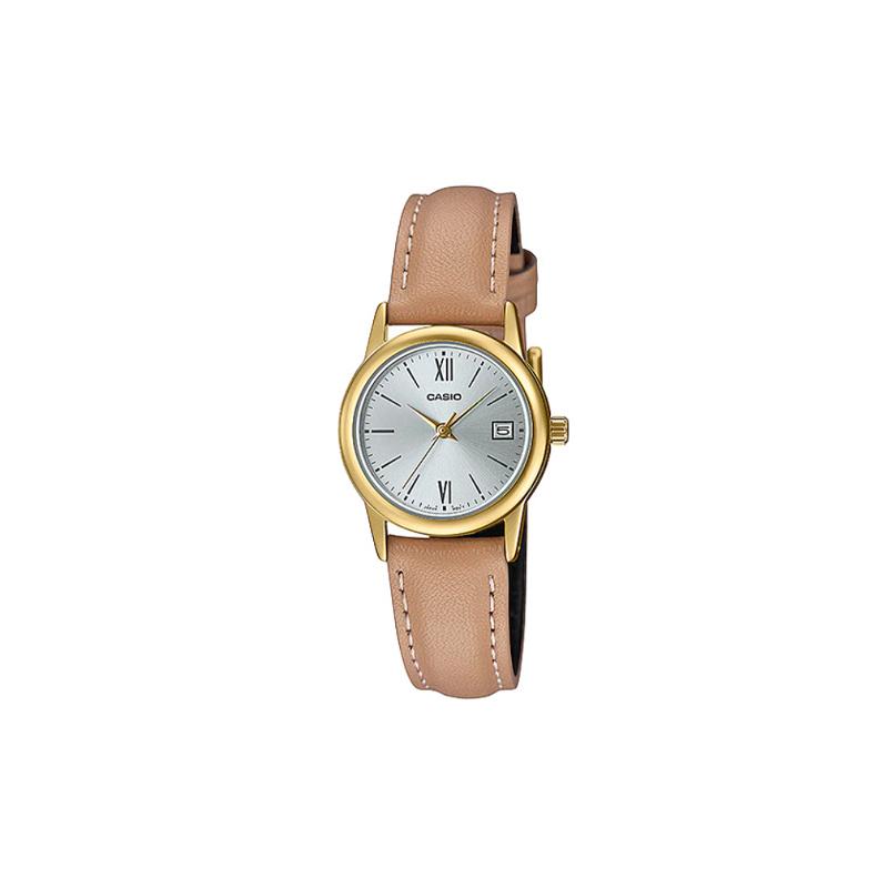 

Casio CASIOSTANDARD series simple small round watch business casual versatile small dial date display quartz movement leather strap LTP-V002GL-7B3 серебряный