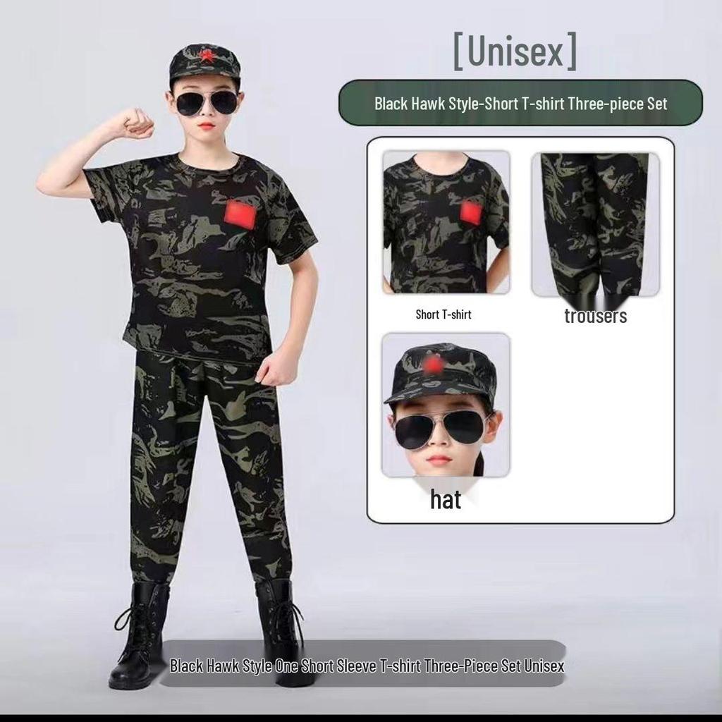 Çocuk Kamuflaj Askeri Üniformaları (Erkek ve Kız Çocukları İçin) - Anaokulu Eğitimleri, Yaz Kampları veya Okul Gösterileri İçin Mükemmel.