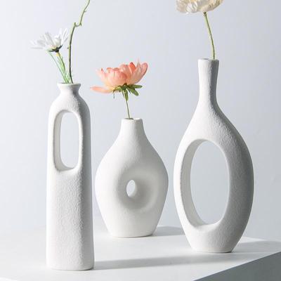 Nordic Geometric Ceramic Vase - Creative Art Ornament for Living or Model Room, Korean Style Decor.